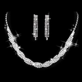 Set collana con strass scintillanti e orecchini a nappa lunga in finitura argento - Set di 2 Pezzi Collana + Orecchini