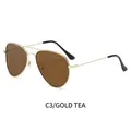 Klassische Pilotenbrille mit goldenem Metallrahmen und braun getönten Gläsern - Goldener Rahmen Tee Gläser