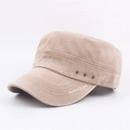 Vintage Militärmütze aus Segeltuch für Herren in Khaki mit Metallnieten Dekor - Khaki