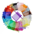 Colorful organza drawstring pouches in various shades for jewelry and gift packaging - 5x7cm / Multicolor