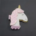 Pink and purple unicorn hair clip with glitter sequins and soft mesh for young girls - Pink Unicorn