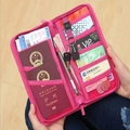 Rose red travel passport holder with key chain and multi-slot interior compartments - Large / Rose Red