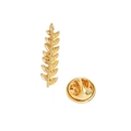 Detailed view of the gold leaf shaped metal brooch and circular clasp on white background - Gold Leaf (XZ0117)