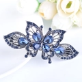 Elegante fermaglio per capelli a farfalla in cristallo blu su base in lega argento - Farfalla 833