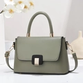 Elegant bean green macaron crossbody square bag with gold buckle and top handle - Gray / Length 24 Width 8 Height 16
