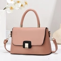 Elegant dusty rose faux leather handbag with gold hardware and top handle for women - Pink / Length 24 Width 8 Height 16