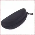 Black semi-hard EVA sunglasses case with zipper closure and portable swivel hook - 16.5cmx8cmx6.5cm / Semi-hard Shell Zipper Case Style / Black