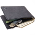 Schwarzes Herren-Bifold-Portemonnaie mit Lychee-Muster, Kartenfächern und Münzfach - Schwarz