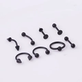 Set of 8 black 316L stainless steel body piercing jewelry including curved and straight bars - Black