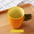 Tasse en céramique en forme d'ananas avec texture et anse feuille verte, 300 ml - Mug Ananas / Paquet de 300ml