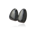 Polished gunmetal black hip hop double tooth grillz with reflective metallic finish - Double Gun Black Fangs