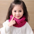 Kids knitted infinity scarf in rose red featuring a chunky cable knit pattern for winter - Rose Red
