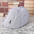 Béret rayé noir et blanc pour bébé avec broderie lapin mignon et style britannique - 46-52cm / Lapin Rayé Noir