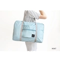 Foldable mint green travel bag in waterproof nylon fabric with shoulder straps - Blue