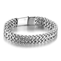 Polished silver titanium steel multi-layered chain bracelet with a square clasp - Steel