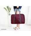 Burgundy foldable travel duffel bag with grey handles for large capacity luggage storage - Burgundy
