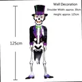Detailed view of Halloween skeleton decor in tuxedo with dimensions 125cm by 30cm - Skeleton Gentleman In Tailcoat Hanging Decor