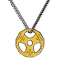 Collier en acier inoxydable pour hommes avec pendentif haltère jaune et slogans fitness - Noir Fusil