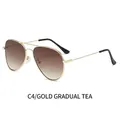 Klassische Aviator-Sonnenbrille mit goldenem Metallrahmen und braunen Verlaufsgläsern, C4 - Goldener Rahmen Verlaufs-Teelinsen