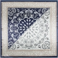 Sciarpa quadrata in seta 90x90cm bohémien con motivo paisley blu e bianco a blocchi - Grande / Blu Notte