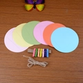 Kit déco murale DIY avec cadres ronds colorés, pinces en bois et cordelette de jute - Rond 3 Pouces Ensemble de 6 Pcs Avec Pinces Corde