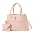 Set borsa a mano trapuntata rosa e pochette con chiusura dorata e tracolla regolabile - Taglia unica / Rosa