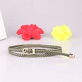 Hand-woven green PU leather skinny belt with a gold pin buckle and polished metal tip - Green
