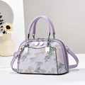 Borsa a mano color lavanda con ricamo floreale jacquard e tracolla regolabile pratica - Viola Taro
