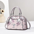 Elegante borsa a mano rosa pallido con stampa floreale in stile cinese e dettagli argento - Rosa Viola