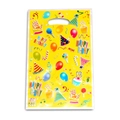 Yellow Happy Birthday plastic gift bag featuring colorful balloons and cake patterns - Cake Balloon Series - Yellow