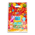 Red pearlescent plastic birthday gift bag with happy birthday print and handles - Balloon Cake