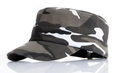 Classic camouflage cadet cap in grey and white tones with an adjustable metal buckle strap - Gray Camouflage