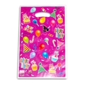 Pink plastic Happy Birthday gift bag with festive balloon patterns and handles - Cake Balloon Series - Rose Red