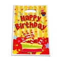 Colorful plastic Happy Birthday gift bag with cake design and convenient handle hole - Candle Cake