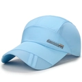Light blue quick-dry sports sun hat with breathable mesh and side sports badge detail - Adjustable / Lake Blue
