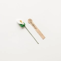 White calla lily flower with green stem and brown kraft paper tag labeled especially for you - White Calla Lily Flower With Sticker