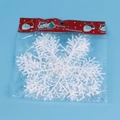 Dettaglio di fiocchi di neve bianchi iridescenti in confezione festiva su sfondo blu - 11cm-Confezione da 3 Pezzi / Bianco