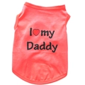 Detail of orange pet vest with black I Love my Daddy print and neat hem stitching - Orange Red I Love Daddy