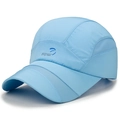 Light blue breathable mesh baseball cap for men and women featuring quick-dry fabric - Lake Blue