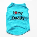 Detail der hellblauen ärmellosen Hundeweste mit I Love my Daddy Aufdruck aus weicher Baumwolle - M / Himmelblau I Love Daddy
