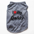 Close-up of grey knitted dog vest featuring a clear I love my Daddy print and soft texture - Grey I Love Daddy