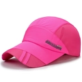 Rose pink quick-dry sports baseball cap with mesh panels and black sports lettering - Adjustable / Rose Red