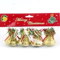 Set di 4 campanellini natalizi dorati con fiocchi rossi per decorazioni per l'albero - Modello Diamante 4 Pezzi/Sacco - Oro