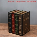 Macro view of vintage style faux book storage boxes with gold foil classic book titles - Large Size A / 16*14*20CM