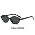 Oval small frame sunglasses in C1 black finish with dark grey lenses for women - Black Frame Black Grey Lens