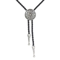 Cravatta bolo stile cowboy vintage con medaglione floreale argento e cordino intrecciato - Bronzo