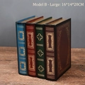 Vintage-Deko-Buchboxen im 4er-Set mit Goldprägung zur stilvollen Aufbewahrung - Großes Modell B / 16*14*20CM