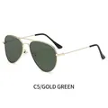 Classic aviator sunglasses with a gold metal frame and dark green lenses C5 variant - Gold Frame Dark Green Lens