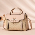 Elegante borsa a tracolla beige Oumifei con fibbia a cuore di cigno dorato e perle chic - Cachi Chiaro
