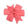 Classic coral pink grosgrain ribbon bow hair clip with textured ribbed finish - Watermelon red